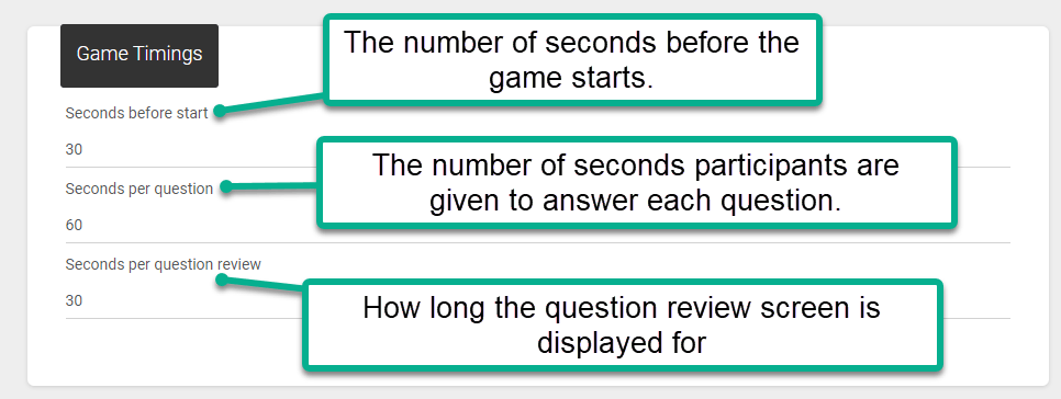 Set game timing options
