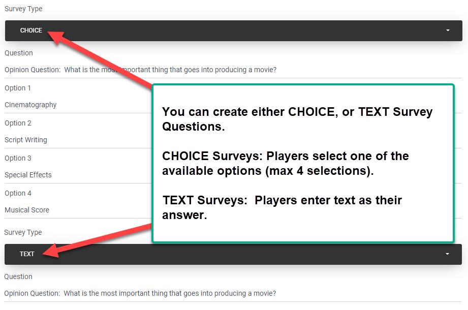 Change survey question type